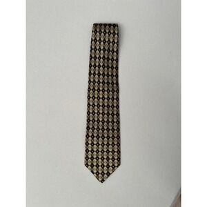 Hunting Horn Riggings Men's Silk Tie Black Gold Geometric Pattern